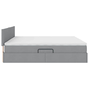 Bett mit Stauraum & LED Hellgrau 200x200 cm