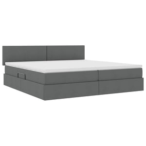 Bett mit Stauraum & LED Dunkelgrau 200x200 cm