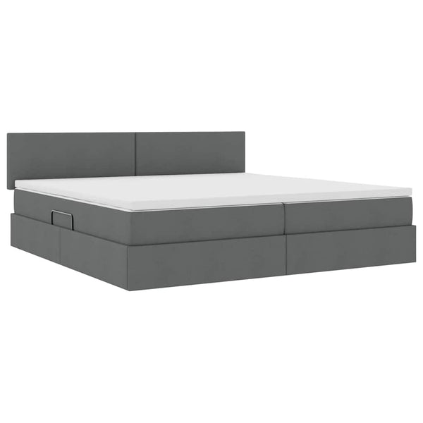 Bett mit Stauraum & LED Dunkelgrau 200x200 cm