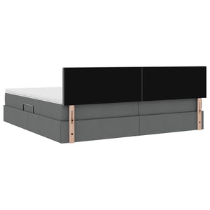 Bett mit Stauraum & LED Dunkelgrau 200x200 cm