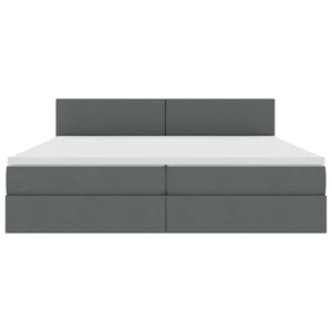 Bett mit Stauraum & LED Dunkelgrau 200x200 cm