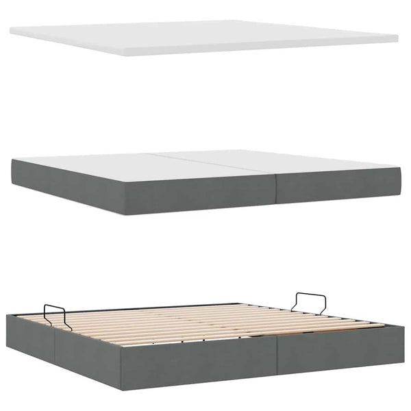 Bett mit Stauraum & LED Dunkelgrau 200x200 cm