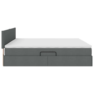 Bett mit Stauraum & LED Dunkelgrau 200x200 cm