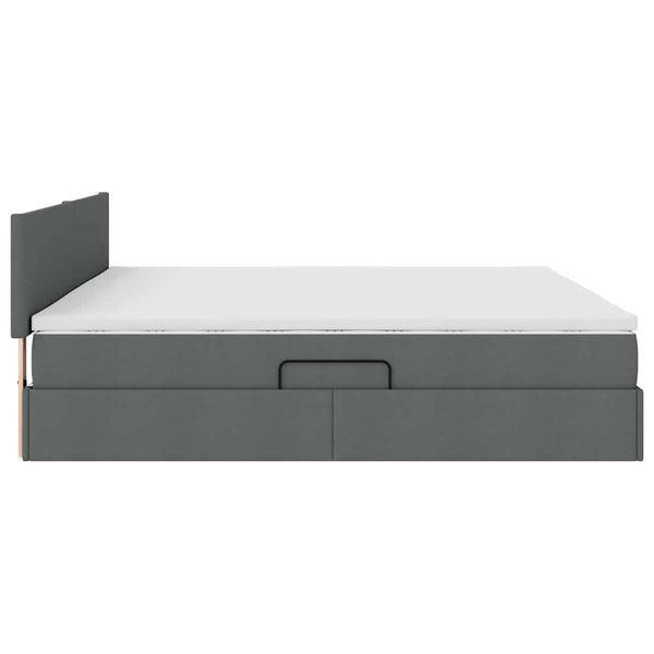 Bett mit Stauraum & LED Dunkelgrau 200x200 cm