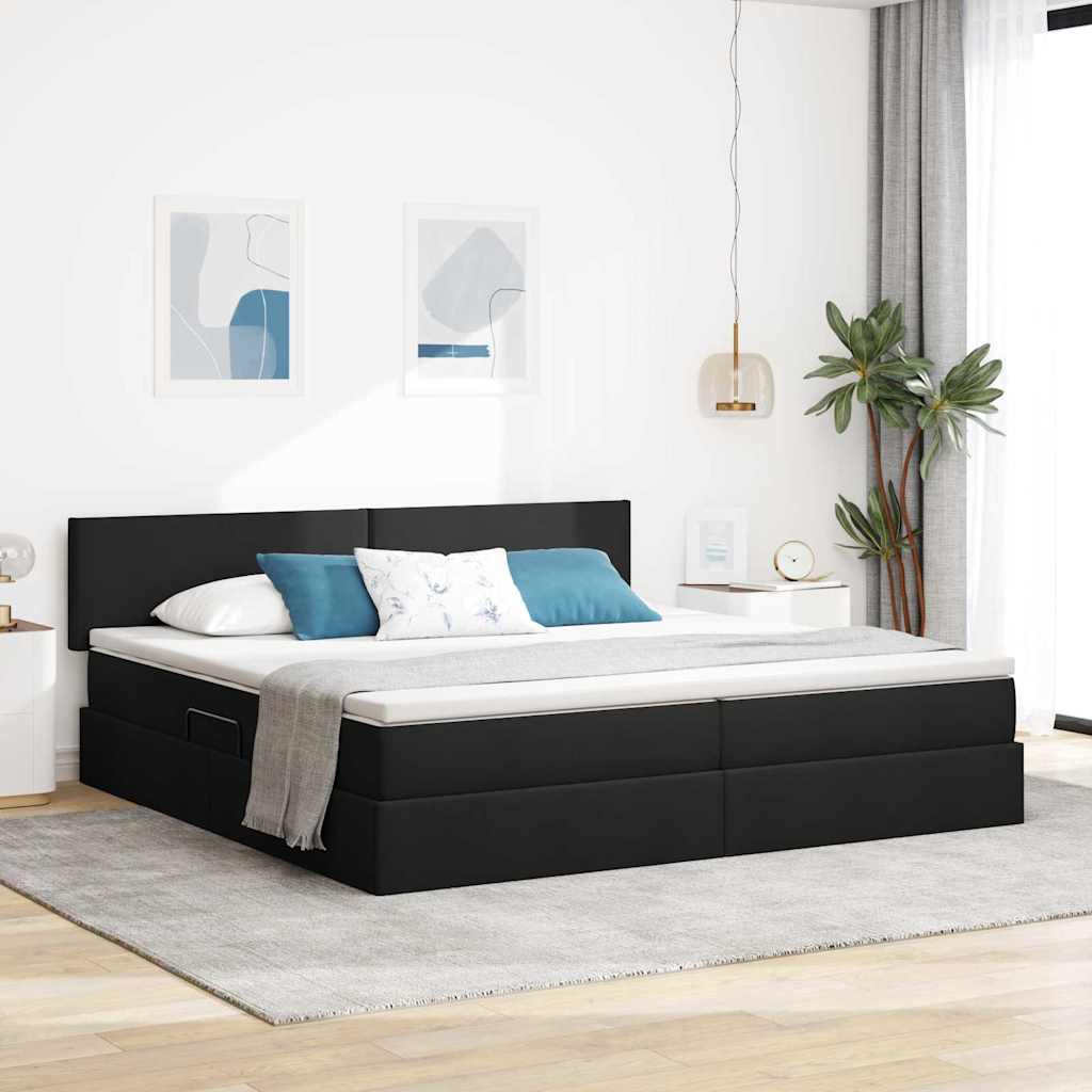 Bett mit Stauraum und LED Schwarz 200x200 cm