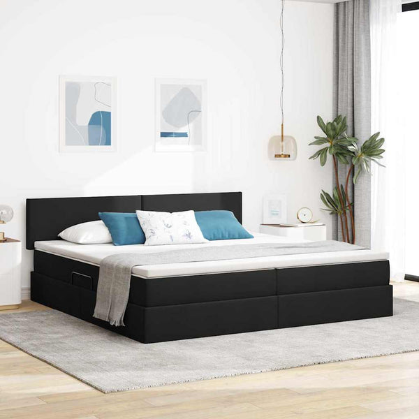 Bett mit Stauraum und LED Schwarz 200x200 cm