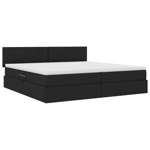 Bett mit Stauraum und LED Schwarz 200x200 cm