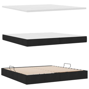 Bett mit Stauraum und LED Schwarz 200x200 cm