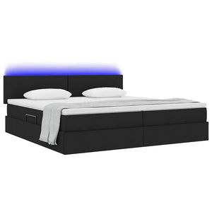 Bett mit Stauraum und LED Schwarz 200x200 cm