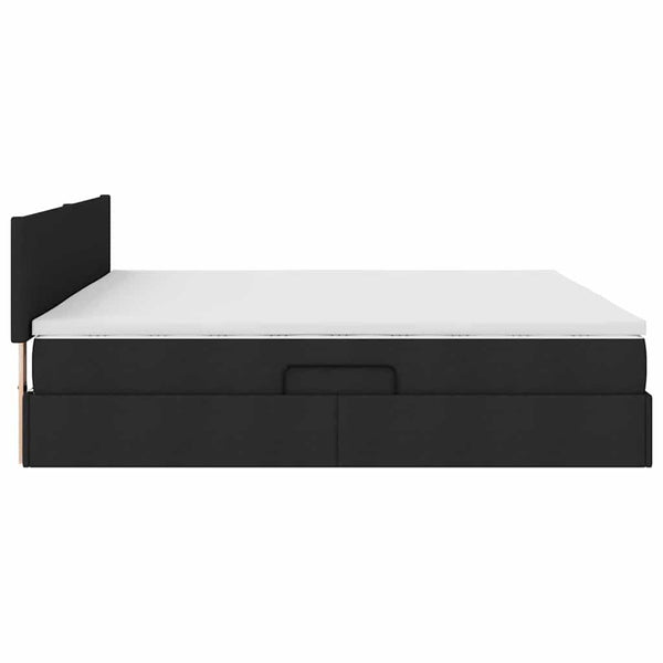 Bett mit Stauraum und LED Schwarz 200x200 cm