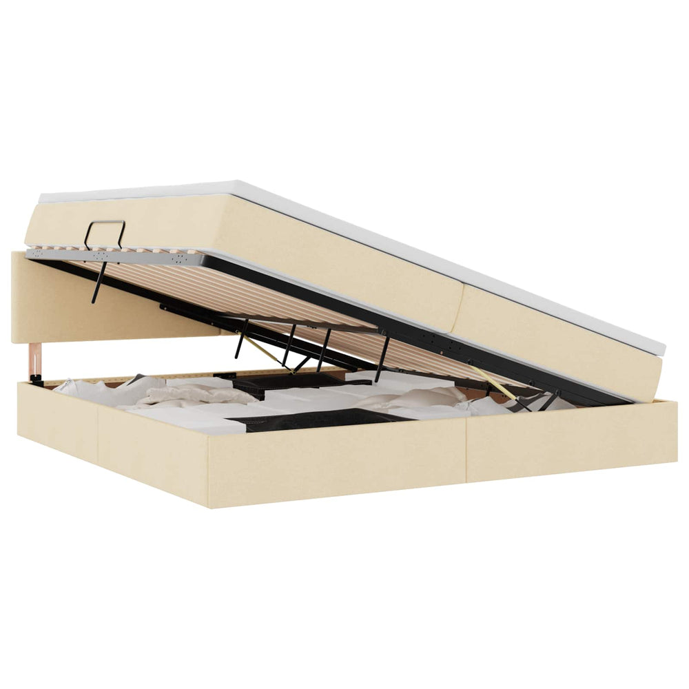 Bett mit Stauraum, LED & Matratze Creme 200x200