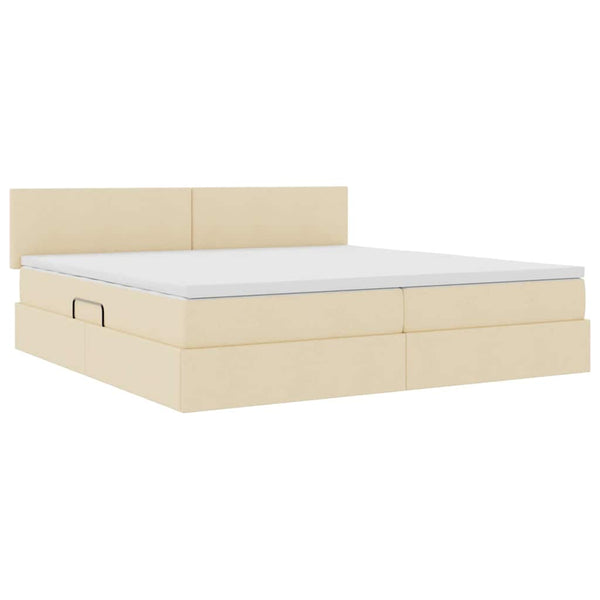 Bett mit Stauraum, LED & Matratze Creme 200x200