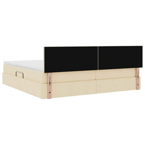 Bett mit Stauraum, LED & Matratze Creme 200x200