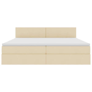 Bett mit Stauraum, LED & Matratze Creme 200x200