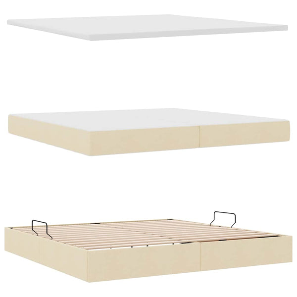 Bett mit Stauraum, LED & Matratze Creme 200x200