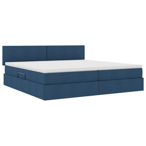 Bett mit Stauraum, LED & Matratze Blau 200x200 cm