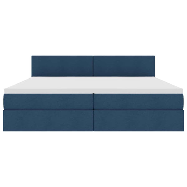 Bett mit Stauraum, LED & Matratze Blau 200x200 cm