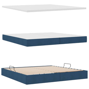 Bett mit Stauraum, LED & Matratze Blau 200x200 cm