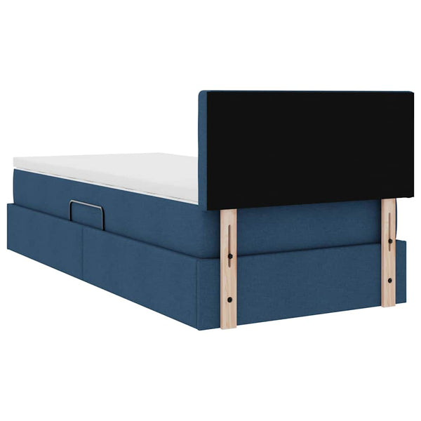 Bett mit Stauraum, LED & Matratze Blau 90x190 cm