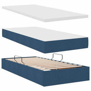 Bett mit Stauraum, LED & Matratze Blau 90x190 cm