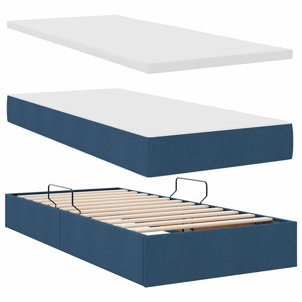 Bett mit Stauraum, LED & Matratze Blau 90x190 cm