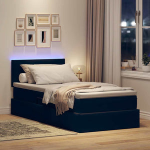 Bett mit Stauraum LED Matratze Schwarz Samt 90x190