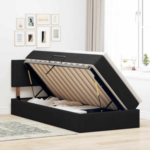 Bett mit Stauraum LED Matratze Schwarz Samt 90x190