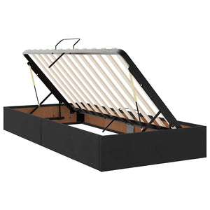 Bett mit Stauraum LED Matratze Schwarz Samt 90x190