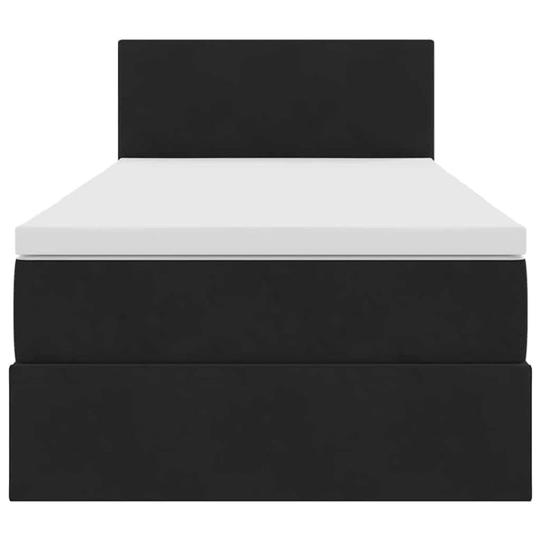 Bett mit Stauraum LED Matratze Schwarz Samt 90x190
