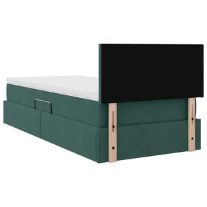 Bett mit Stauraum und LED Dunkelgrün 90x190 cm