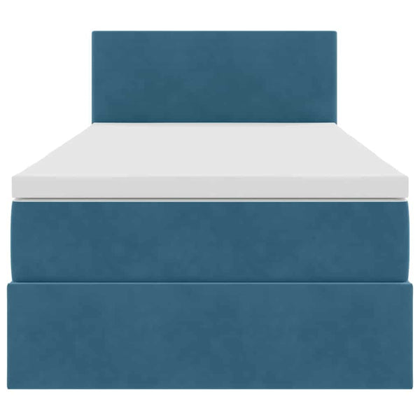 Bett mit Stauraum LED Dunkelblau 90x190 cm Samt