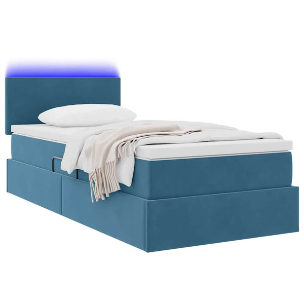 Bett mit Stauraum LED Dunkelblau 90x190 cm Samt