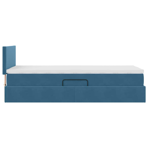 Bett mit Stauraum LED Dunkelblau 90x190 cm Samt