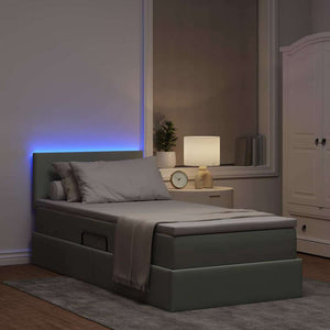 Bett mit Stauraum LED Hellgrau Samt 90x200 cm