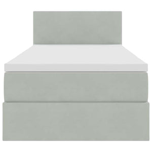 Bett mit Stauraum LED Hellgrau Samt 90x200 cm