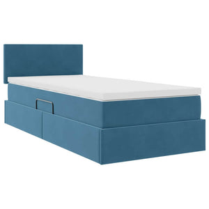 Bett mit Stauraum und LED Dunkelblau 90x200 cm