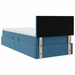 Bett mit Stauraum und LED Dunkelblau 90x200 cm