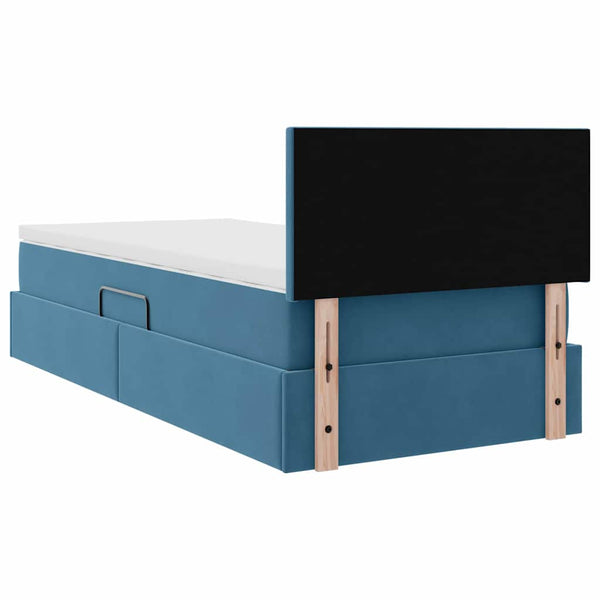 Bett mit Stauraum und LED Dunkelblau 90x200 cm