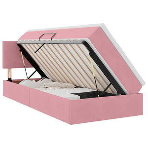 Bett mit Stauraum LED Rosa Samt 90x200 cm