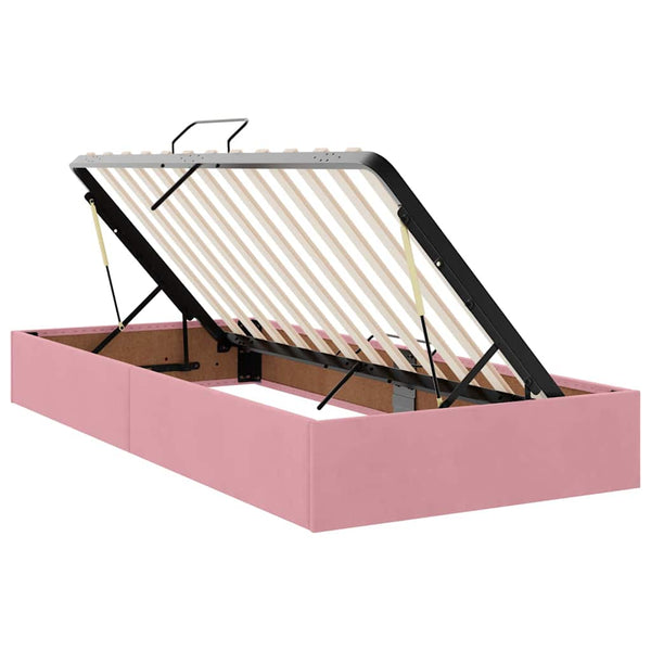 Bett mit Stauraum LED Rosa Samt 90x200 cm