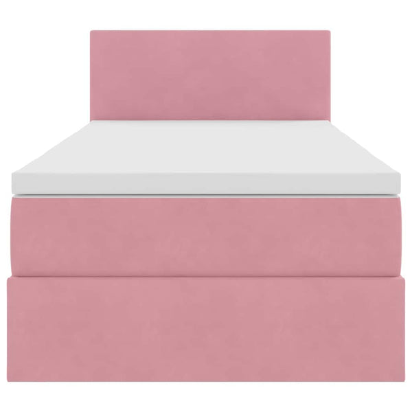 Bett mit Stauraum LED Rosa Samt 90x200 cm