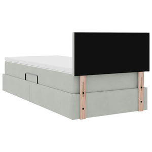 Bett mit Stauraum LED Hellgrau Samt 100x200