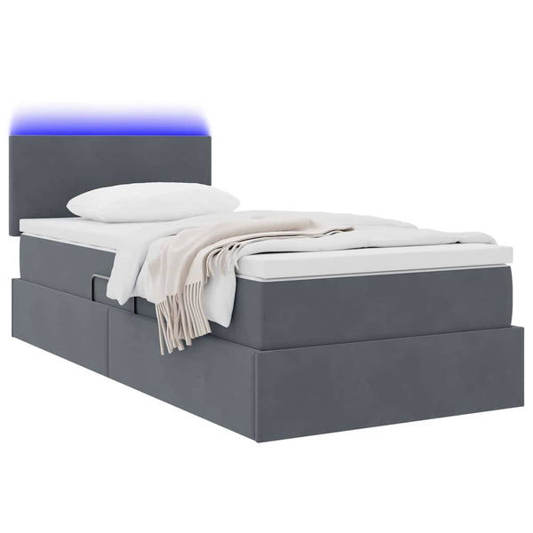 Bett mit Stauraum LED Dunkelgrau 100x200 cm Samt
