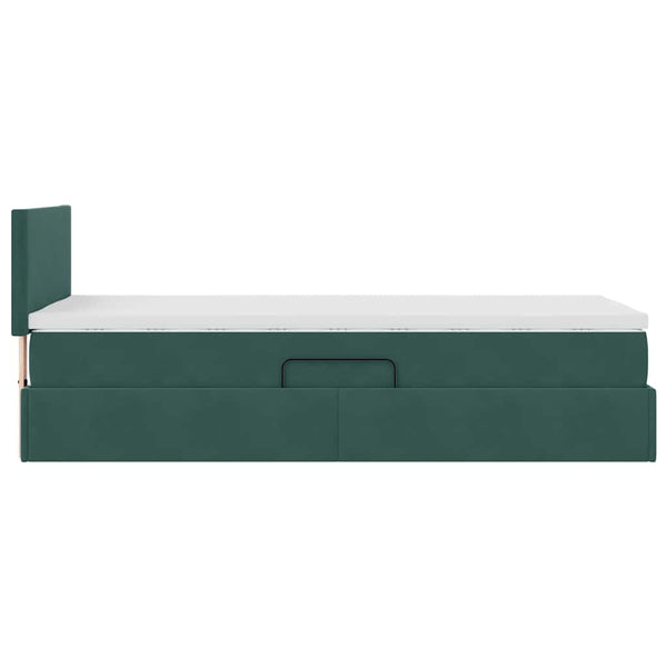 Bett mit Stauraum LED Dunkelgrün 100x200 cm Samt