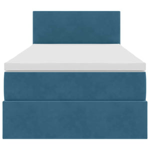 Bett mit Stauraum, LED, Dunkelblau, 100x200 cm
