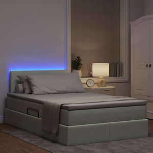 Bett mit Stauraum LED Hellgrau 120x190 cm