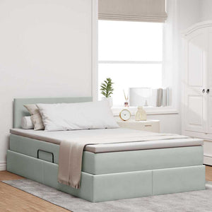Bett mit Stauraum LED Hellgrau 120x190 cm