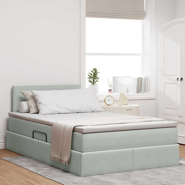 Bett mit Stauraum LED Hellgrau 120x190 cm