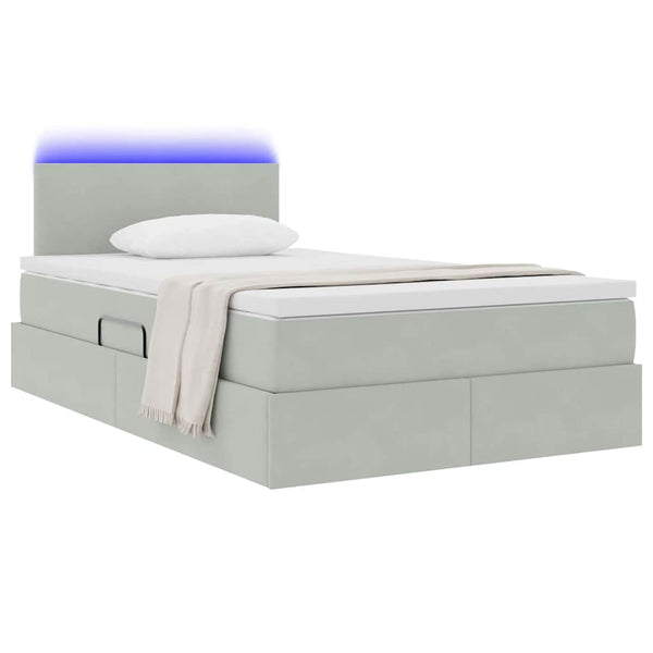 Bett mit Stauraum LED Hellgrau 120x190 cm