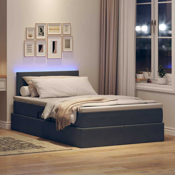 Bett mit Stauraum und LED Dunkelgrau 120x190 cm